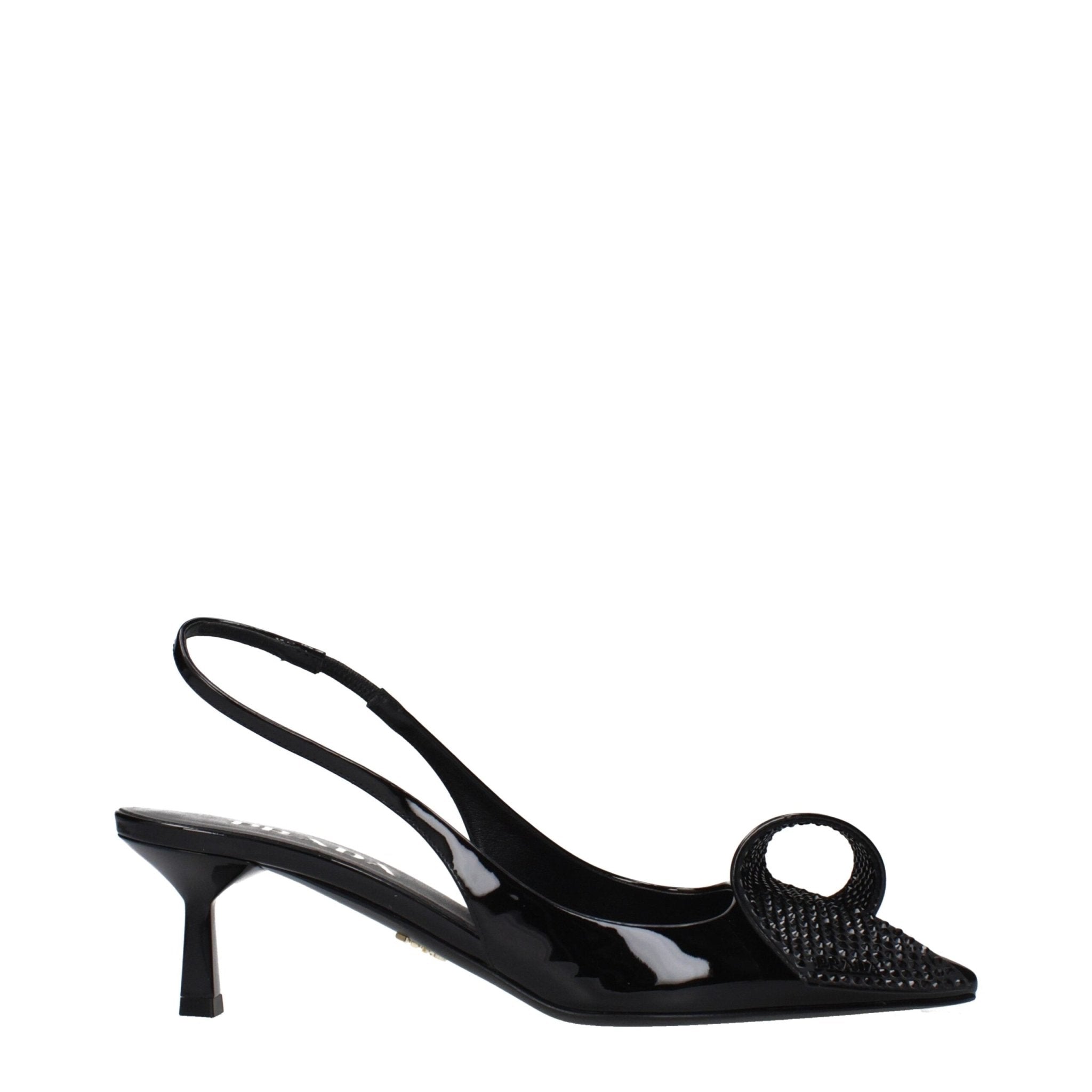 Black Leather Stiletto Heel Sandals - TIZZIL