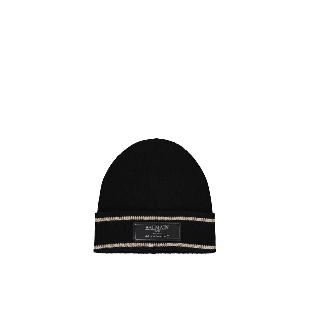 Black Merino Wool Beanie - TIZZIL