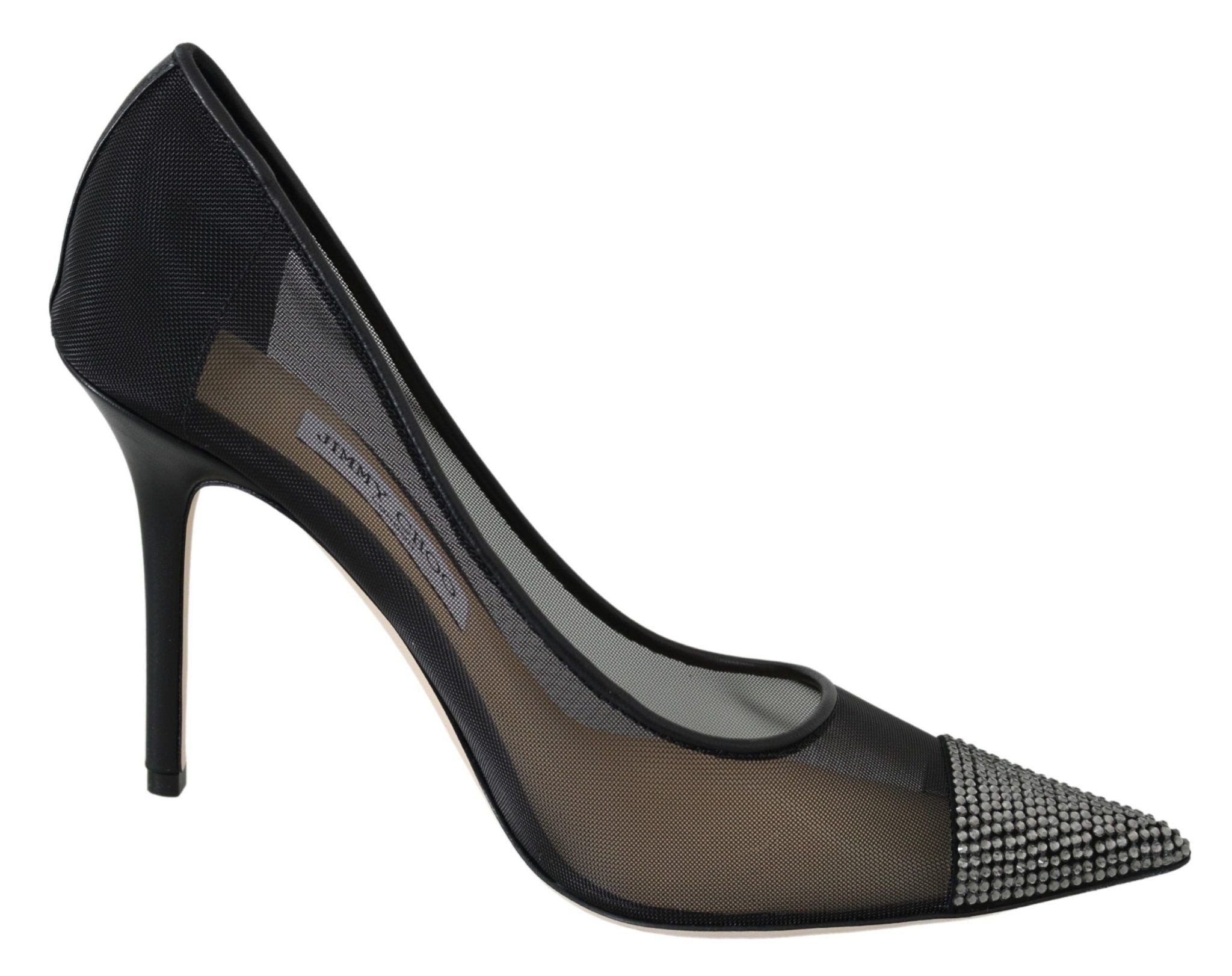 Black Mesh Amika 85 Diamond Pumps Shoes - TIZZIL