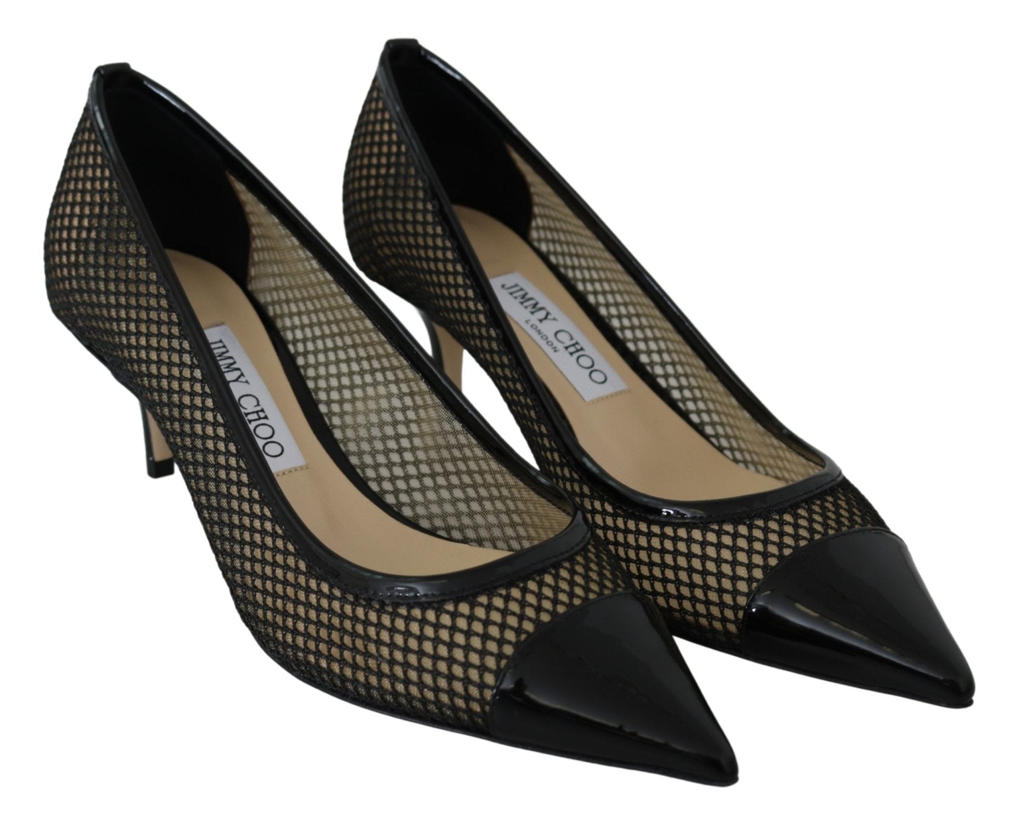 Black Mesh and Leather Amika 50 Pumps - TIZZIL