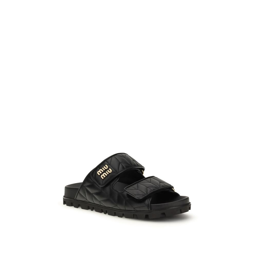 Black Napa Leather / Calf Bos Taurus Slippers - TIZZIL