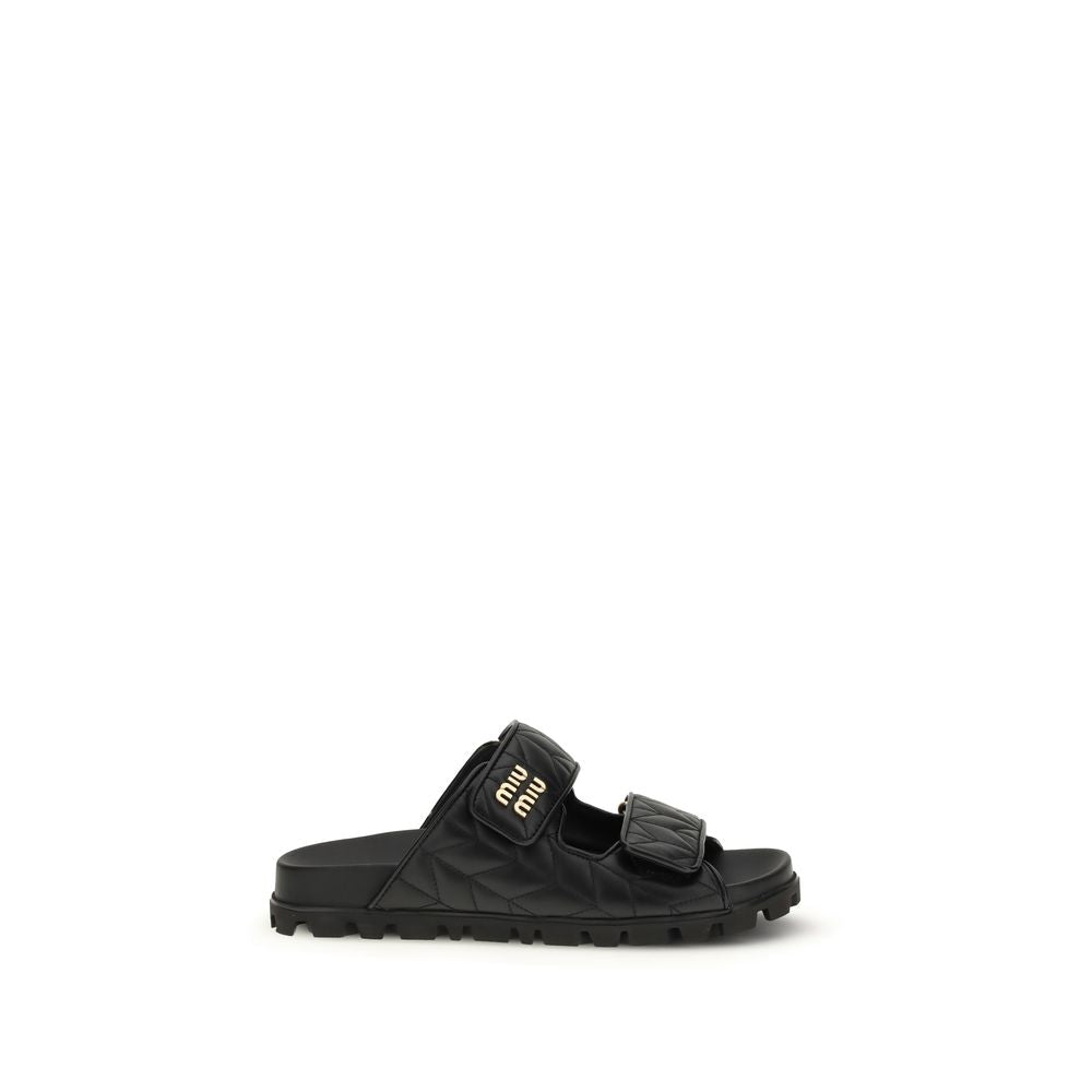 Black Napa Leather / Calf Bos Taurus Slippers - TIZZIL