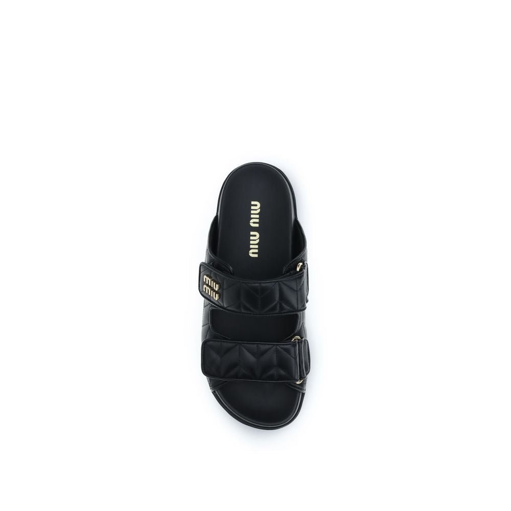 Black Napa Leather / Calf Bos Taurus Slippers - TIZZIL