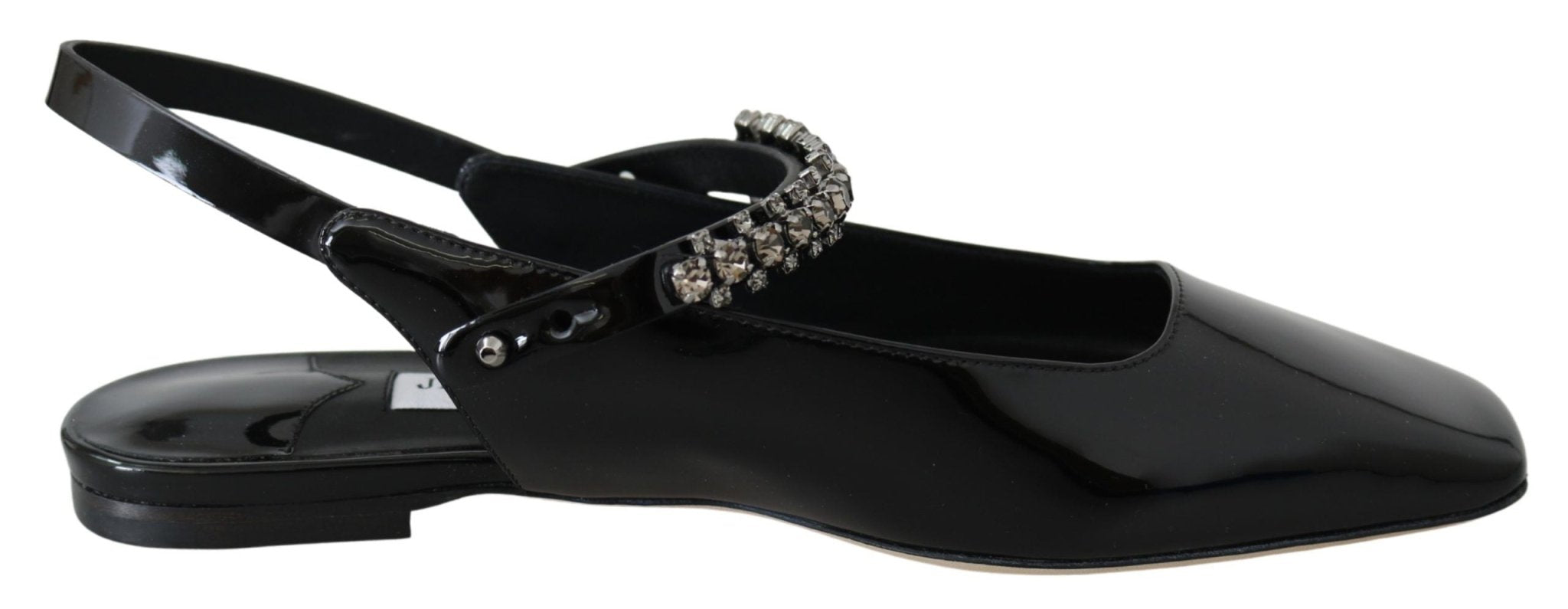 Black Patent Leather Mahdis Flat Shoes - TIZZIL