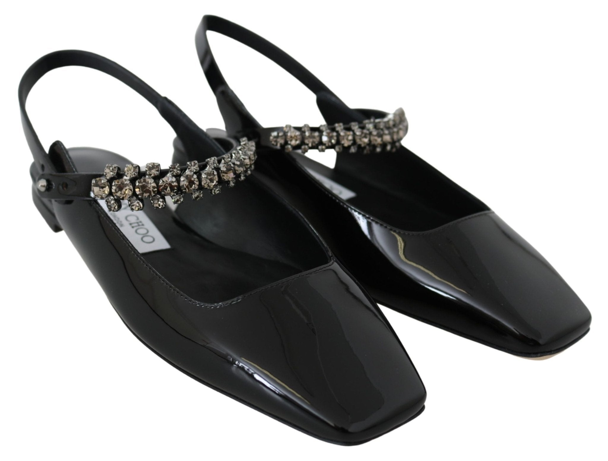 Black Patent Leather Mahdis Flat Shoes - TIZZIL