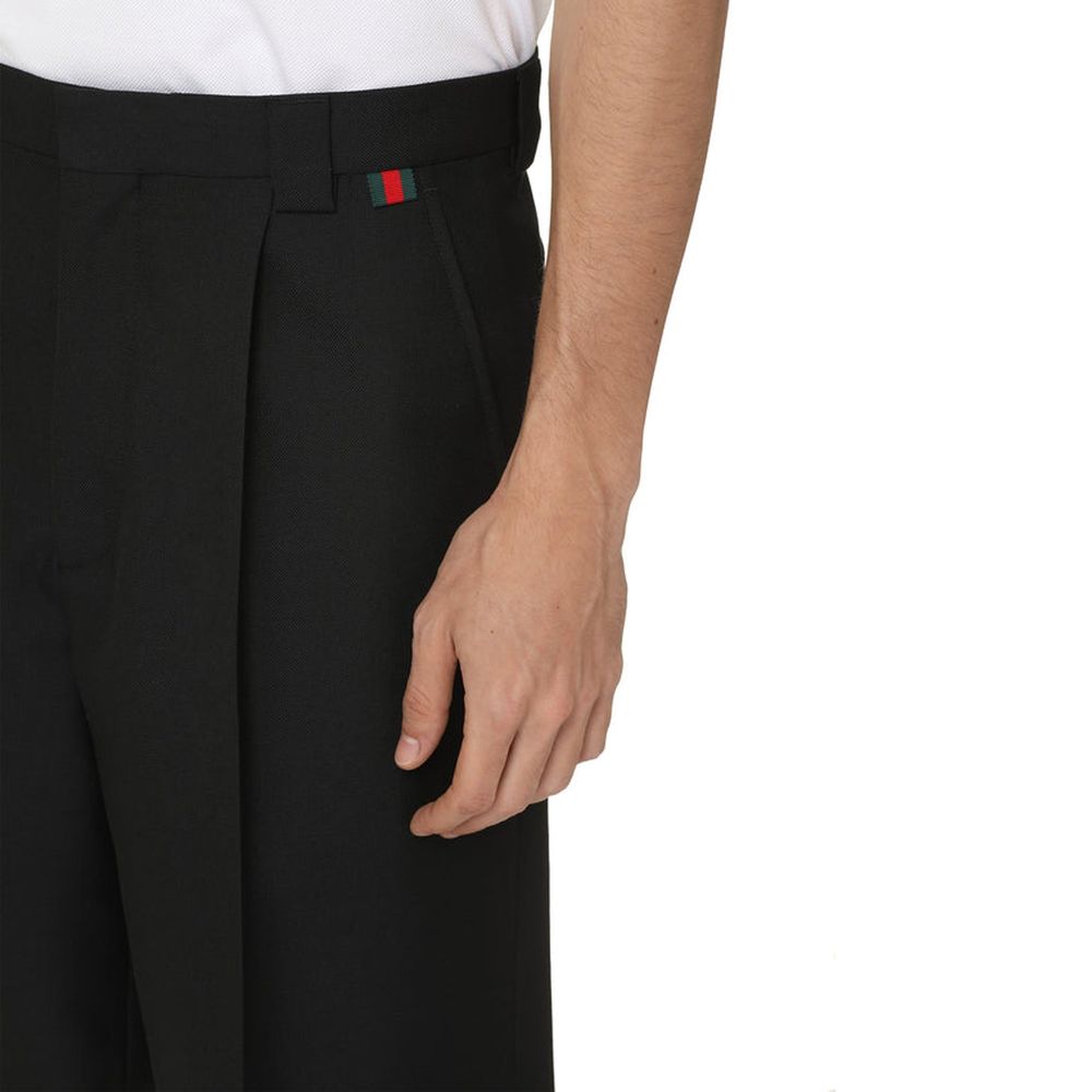 Black Polyester Bermuda Shorts - TIZZIL