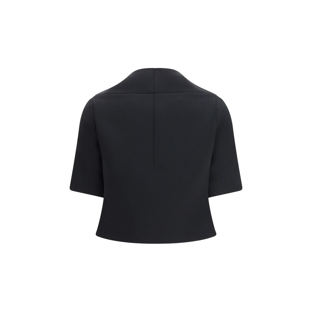 Black Polyester Biker Jacket - TIZZIL