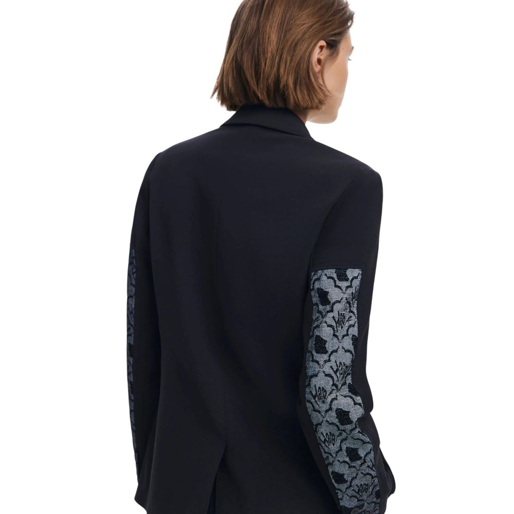 Black Polyester Blazer - TIZZIL