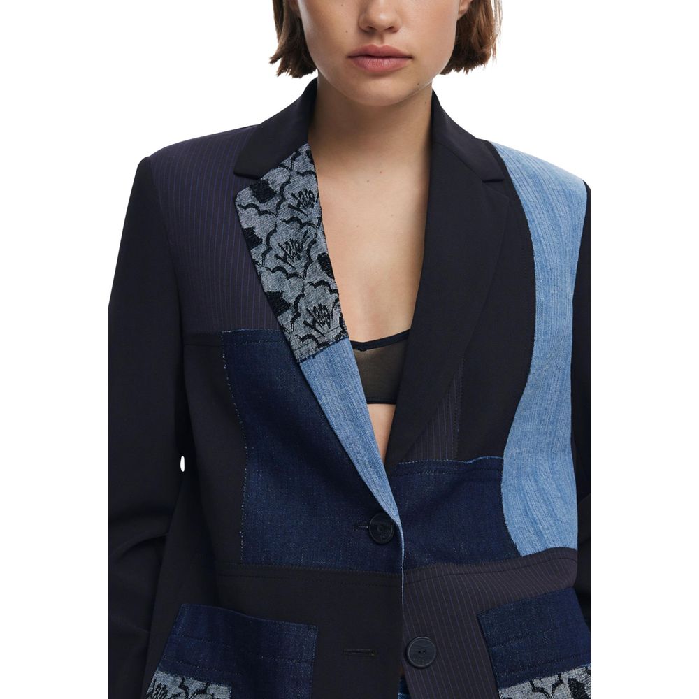 Black Polyester Blazer - TIZZIL