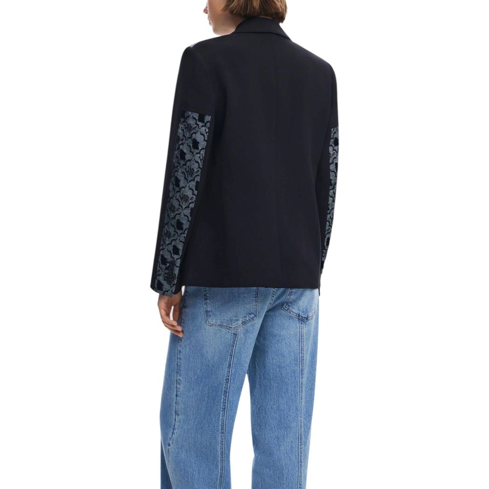 Black Polyester Blazer - TIZZIL