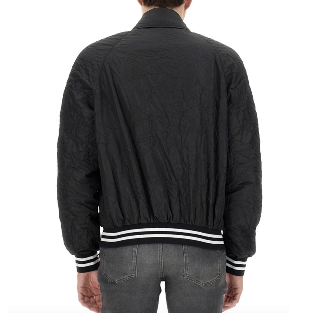 Black Polyester Bomber - TIZZIL