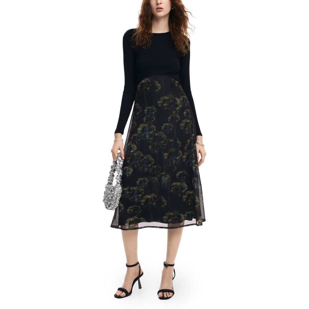 Black Polyester Casual Dress - TIZZIL