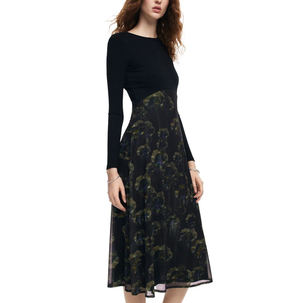 Black Polyester Casual Dress - TIZZIL
