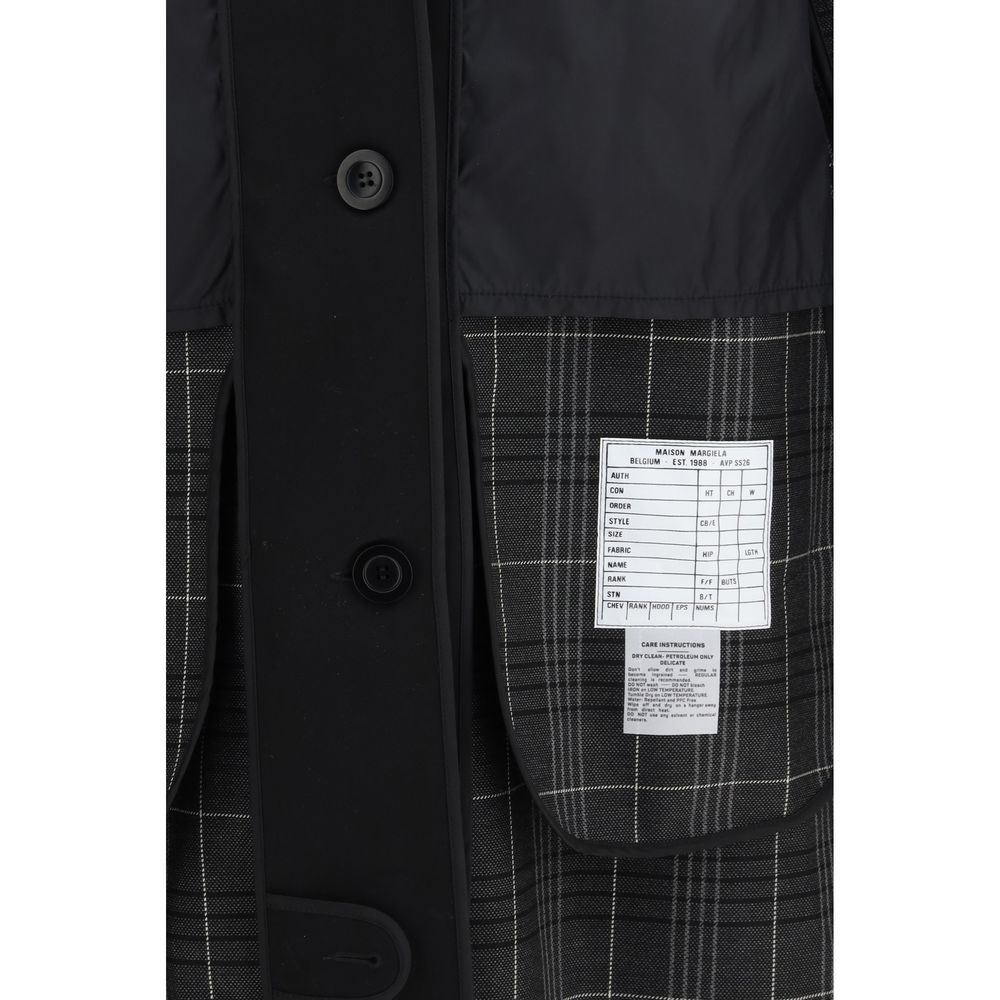 Black Polyester Coat - TIZZIL