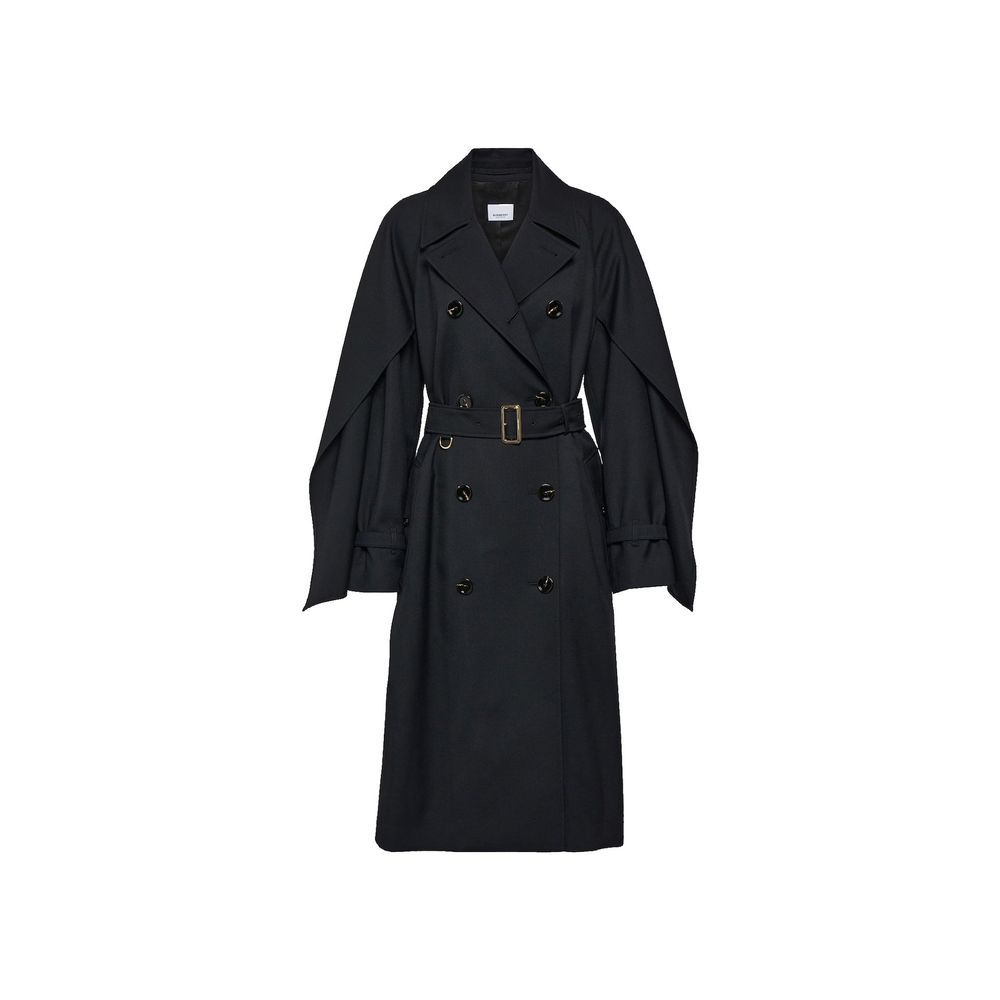 Black Polyester Coat - TIZZIL