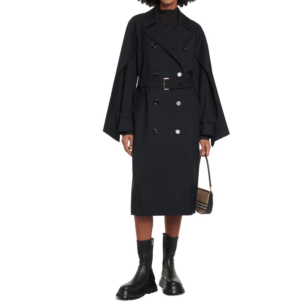 Black Polyester Coat - TIZZIL