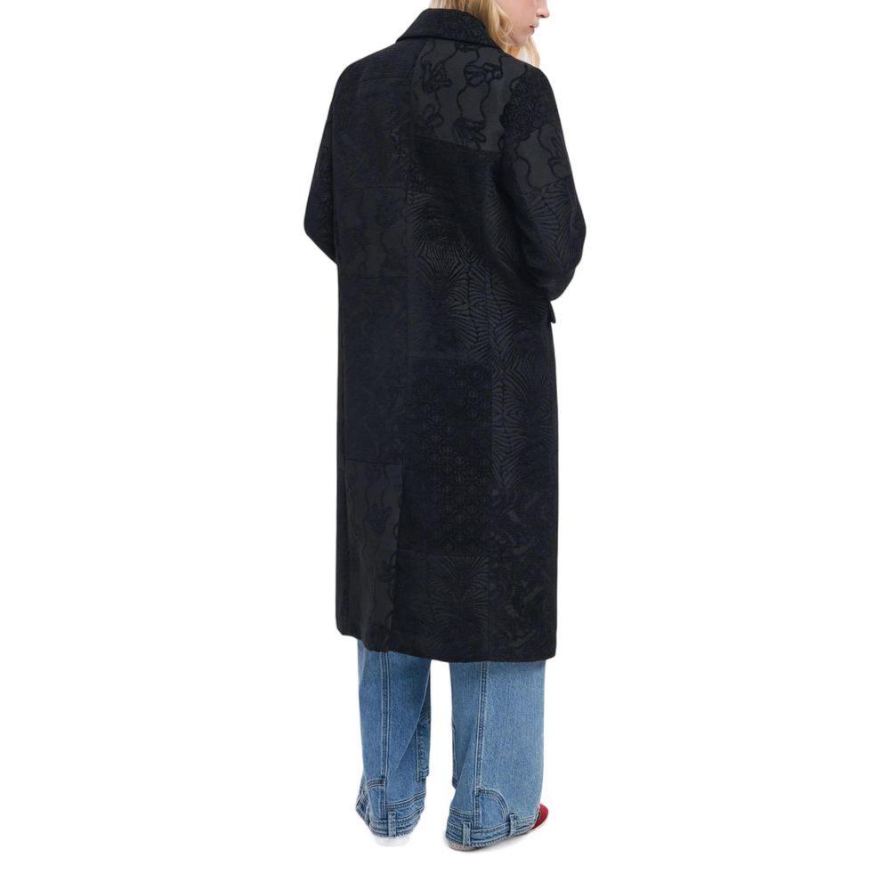 Black Polyester Coat - TIZZIL