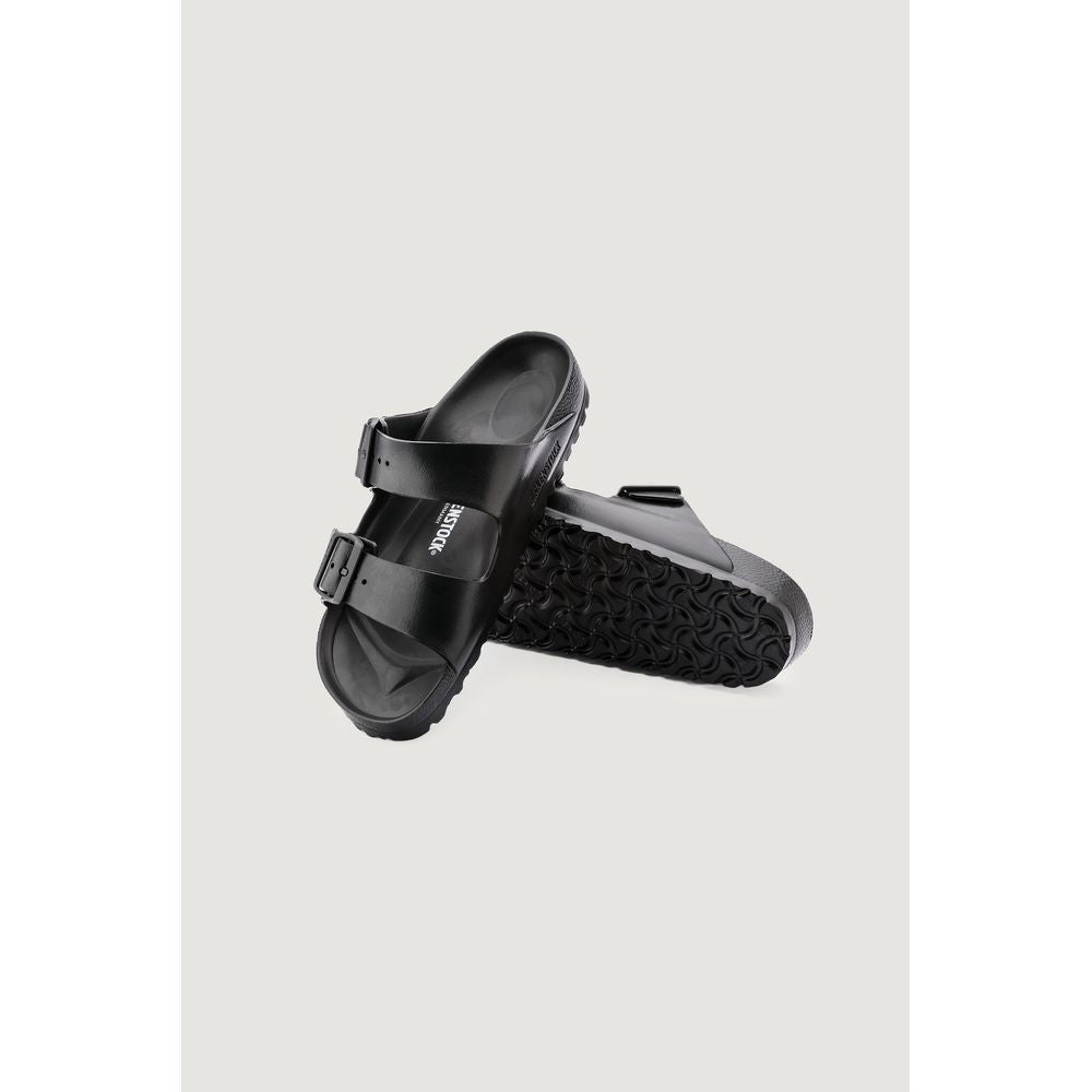 Black Polyester Flat Sandals - TIZZIL