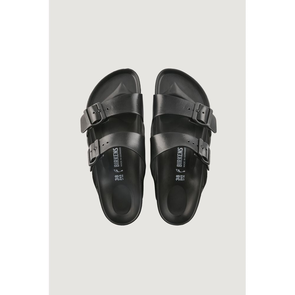 Black Polyester Flat Sandals - TIZZIL