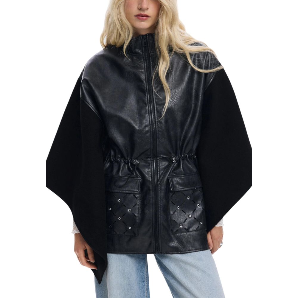 Black Polyester Jackets And Coat - TIZZIL