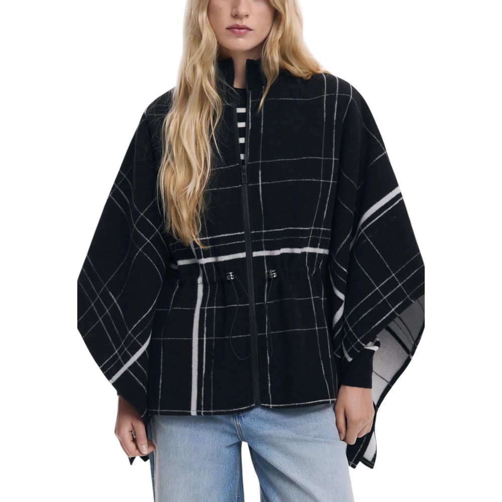 Black Polyester Jackets And Coat - TIZZIL