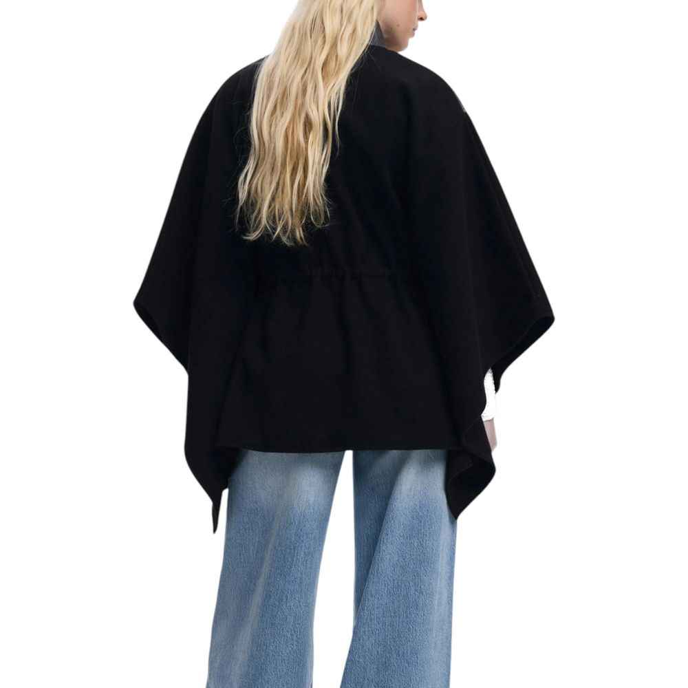 Black Polyester Jackets And Coat - TIZZIL