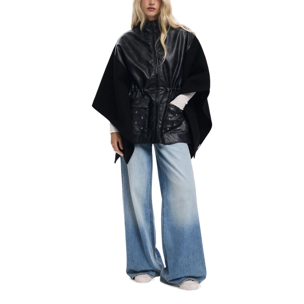 Black Polyester Jackets And Coat - TIZZIL