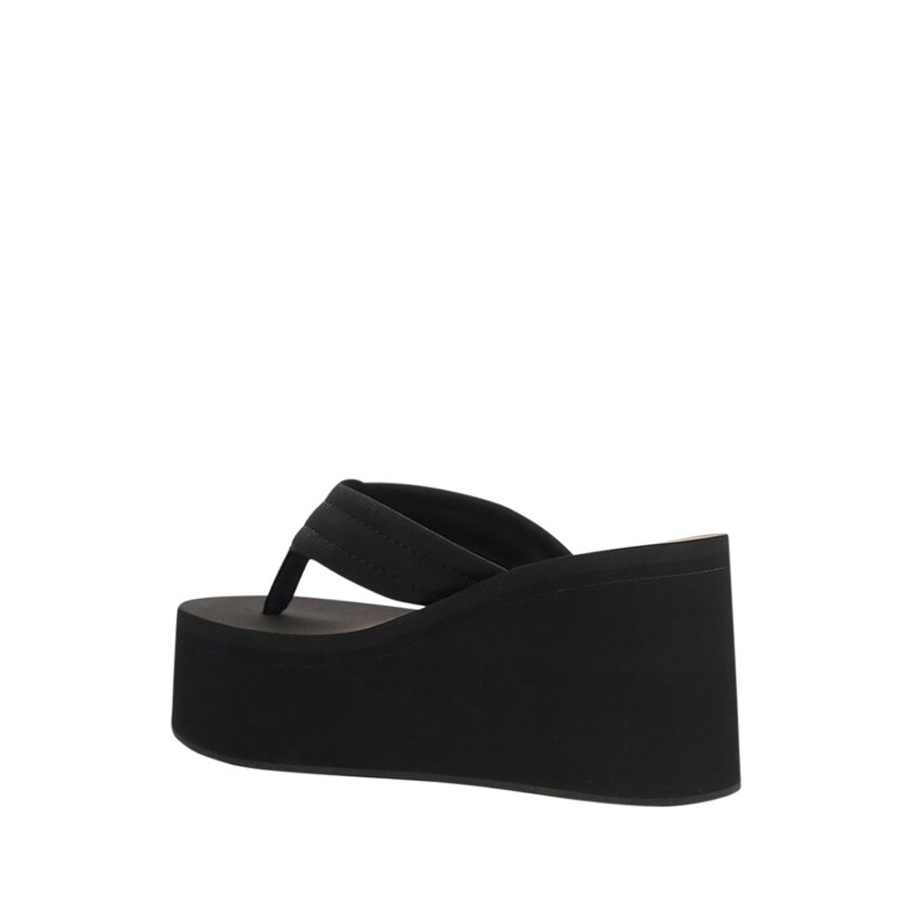 Black Polyester Platform Sandals - TIZZIL
