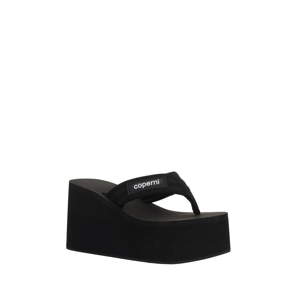 Black Polyester Platform Sandals - TIZZIL