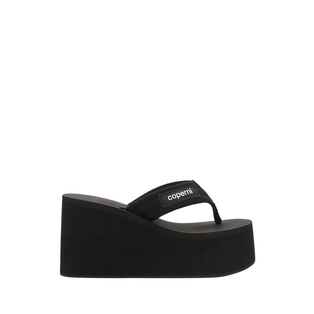 Black Polyester Platform Sandals - TIZZIL