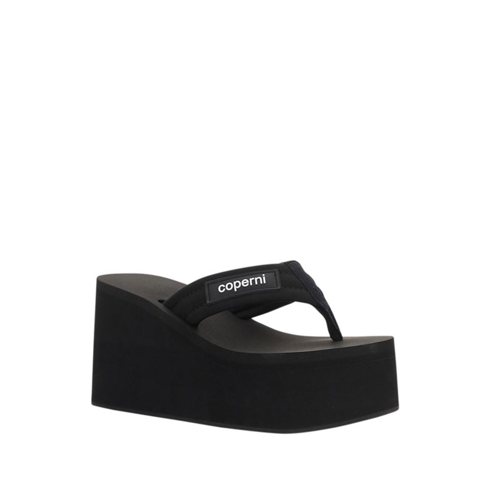 Black Polyester Platform Sandals - TIZZIL