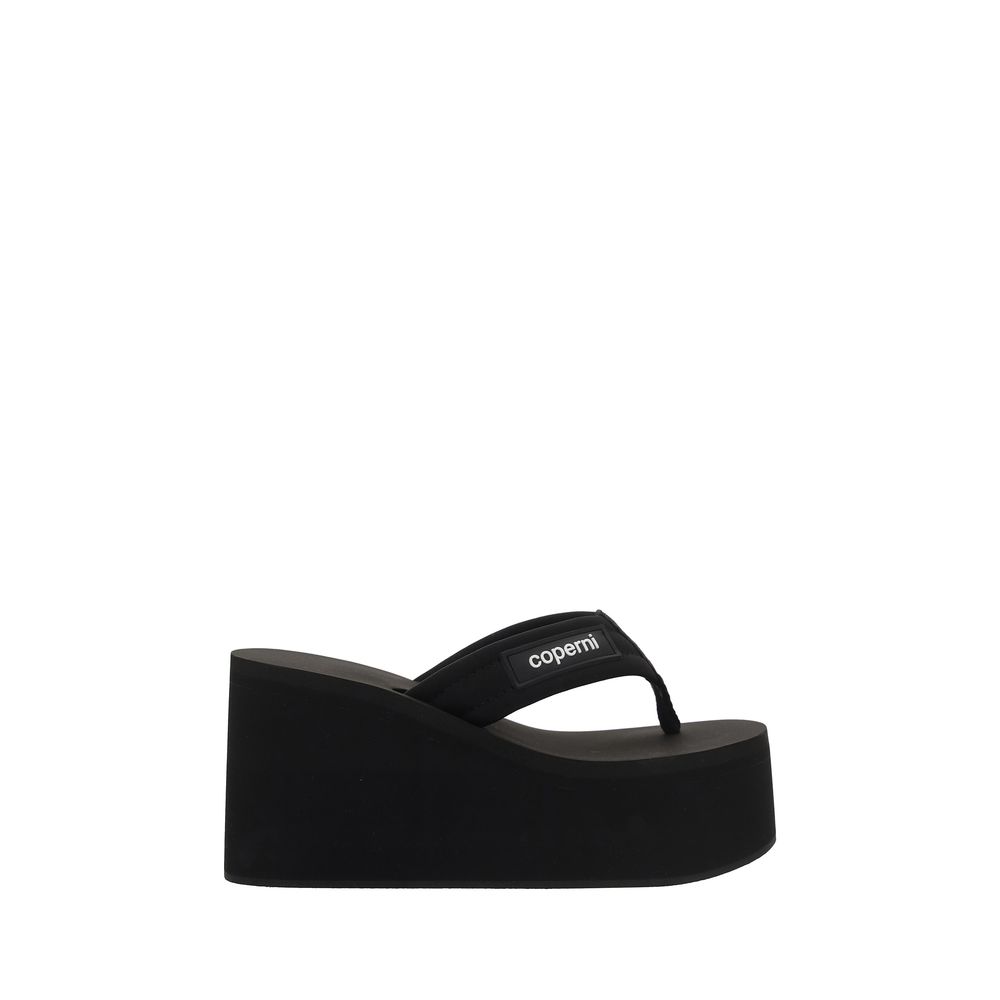 Black Polyester Platform Sandals - TIZZIL