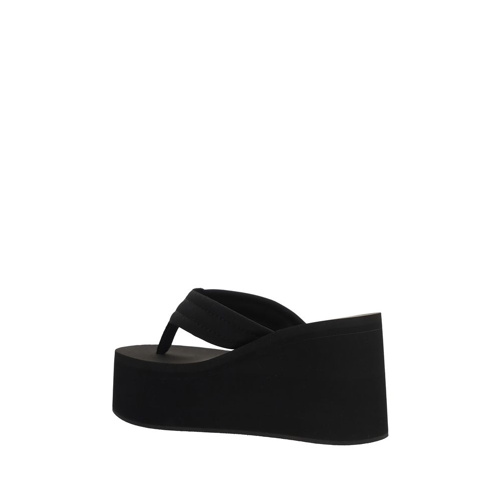 Black Polyester Platform Sandals - TIZZIL