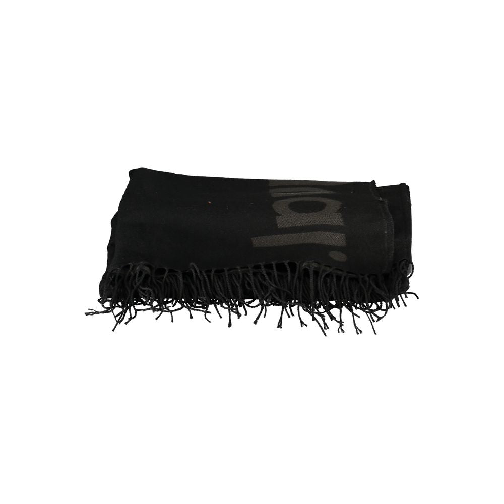 Black Polyester Women Poncho - TIZZIL