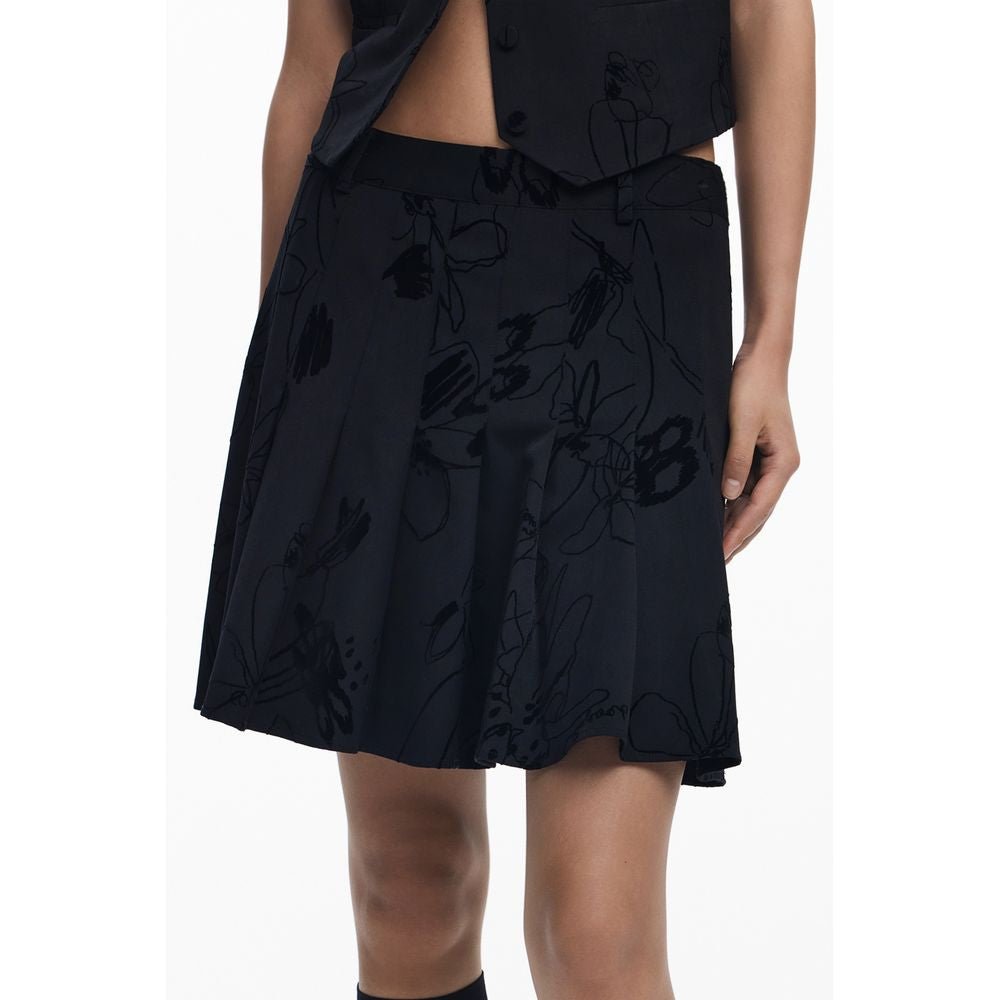 Black Polyester Women Skirt - TIZZIL