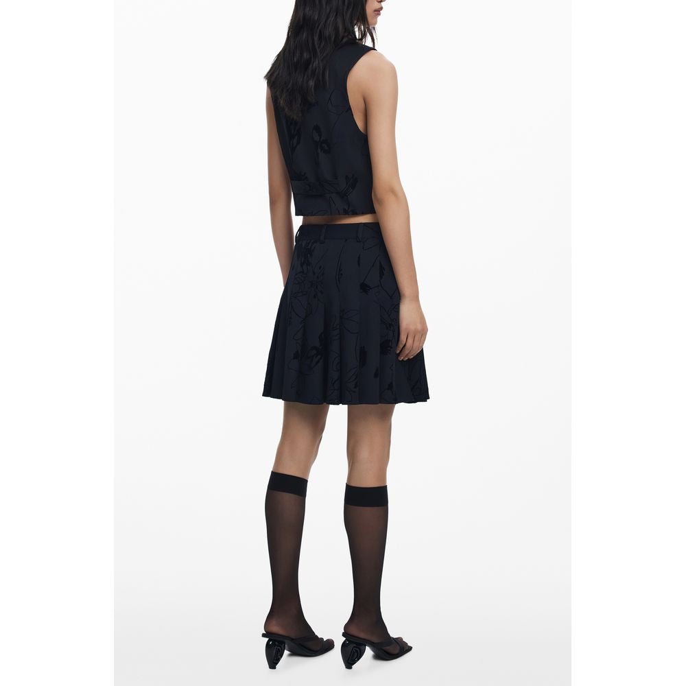Black Polyester Women Skirt - TIZZIL