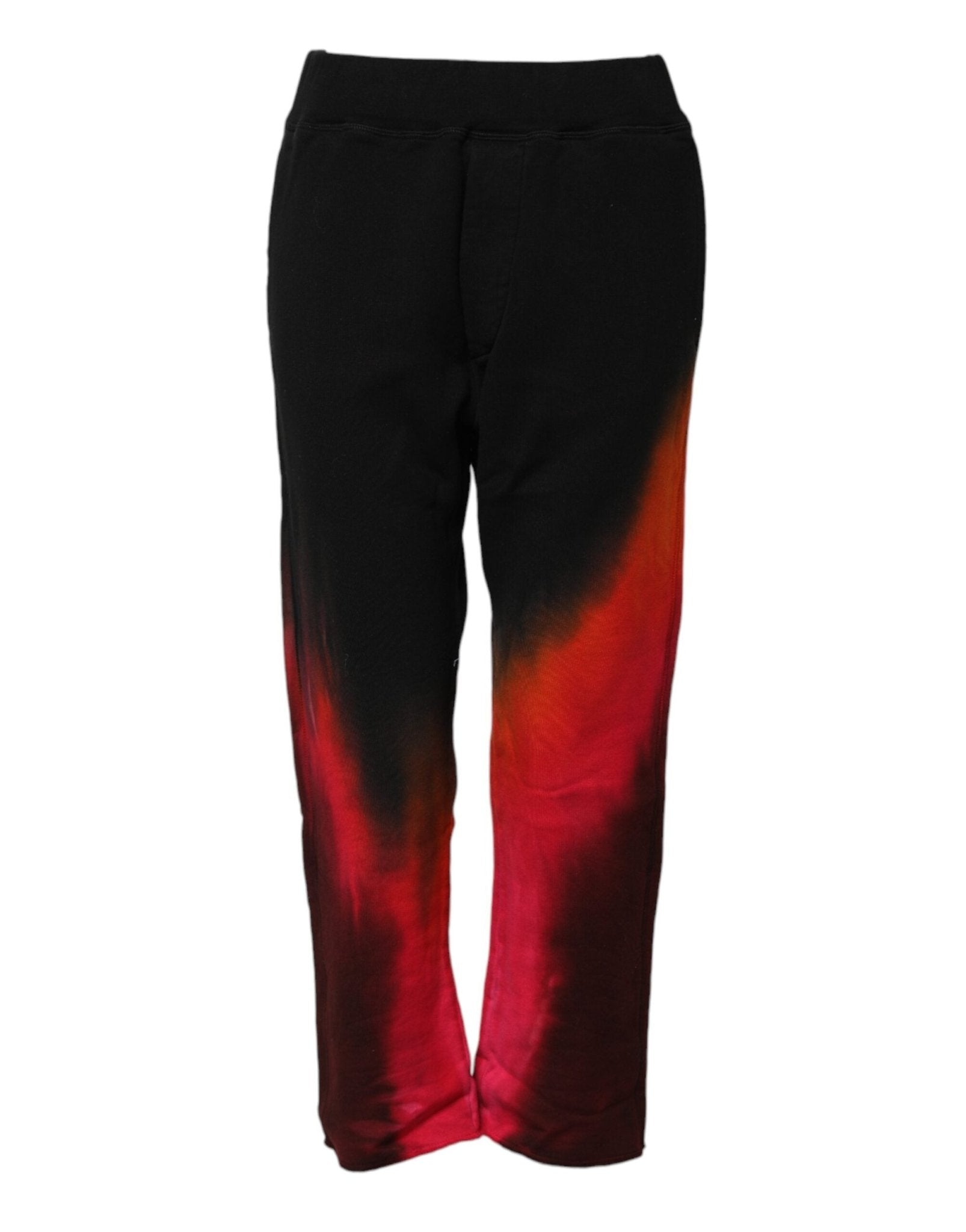 Black Red Cotton Straight Fit Jogger Pants - TIZZIL