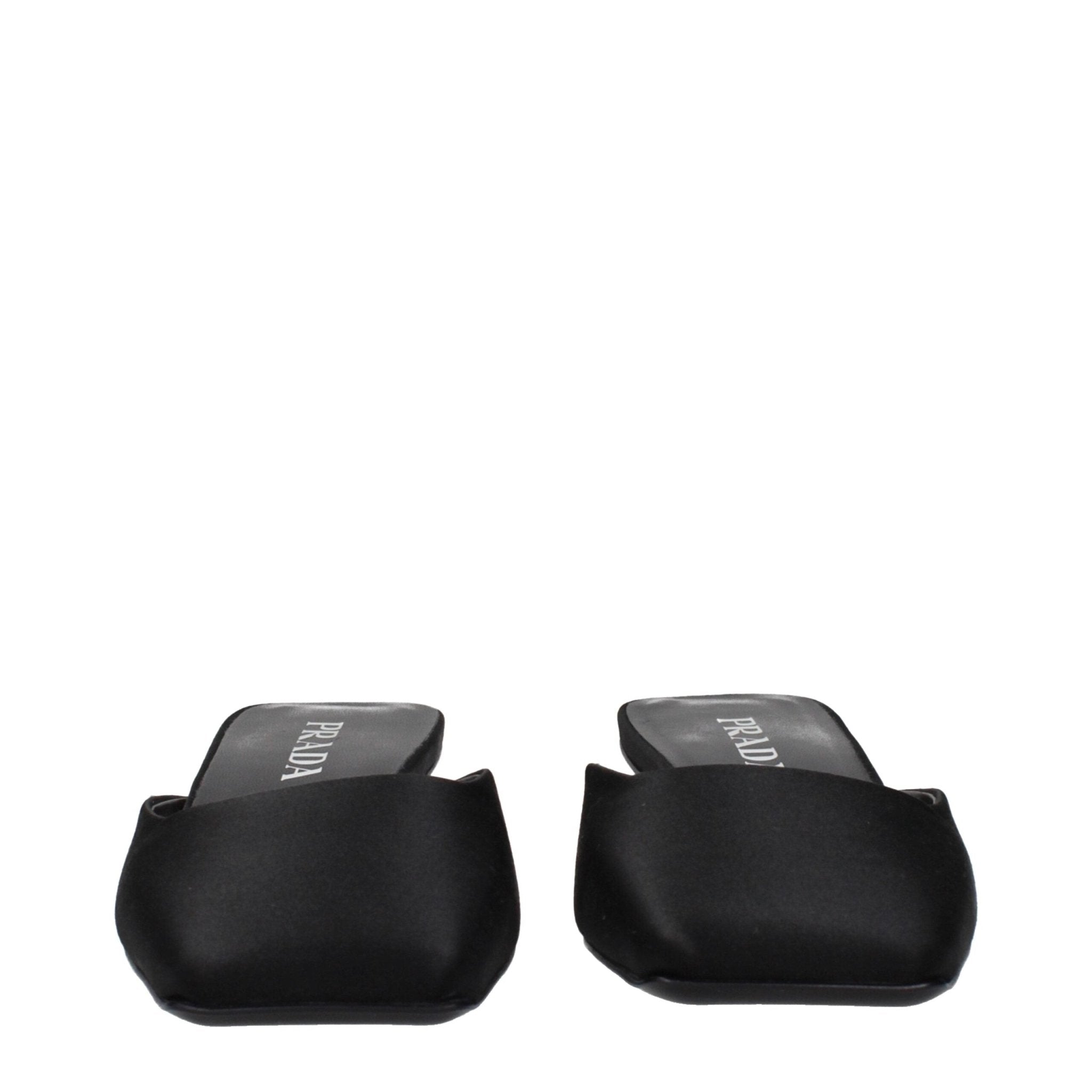 Black Satin Flat Sandals - TIZZIL