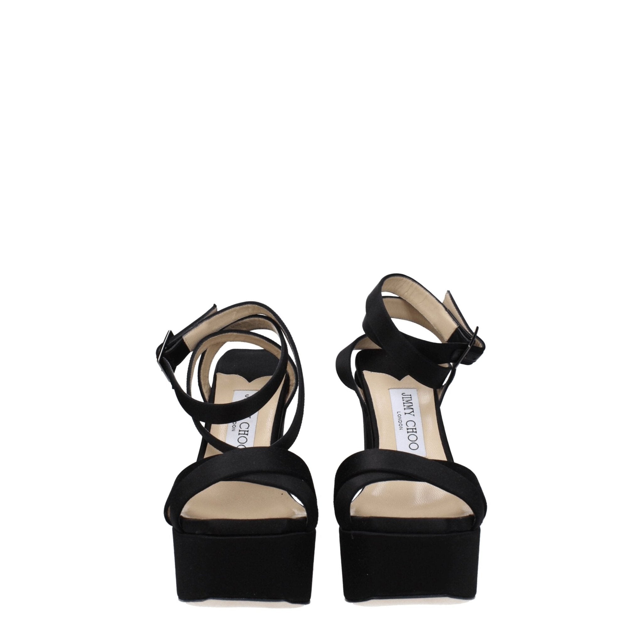 Black Satin Platform Sandals - TIZZIL