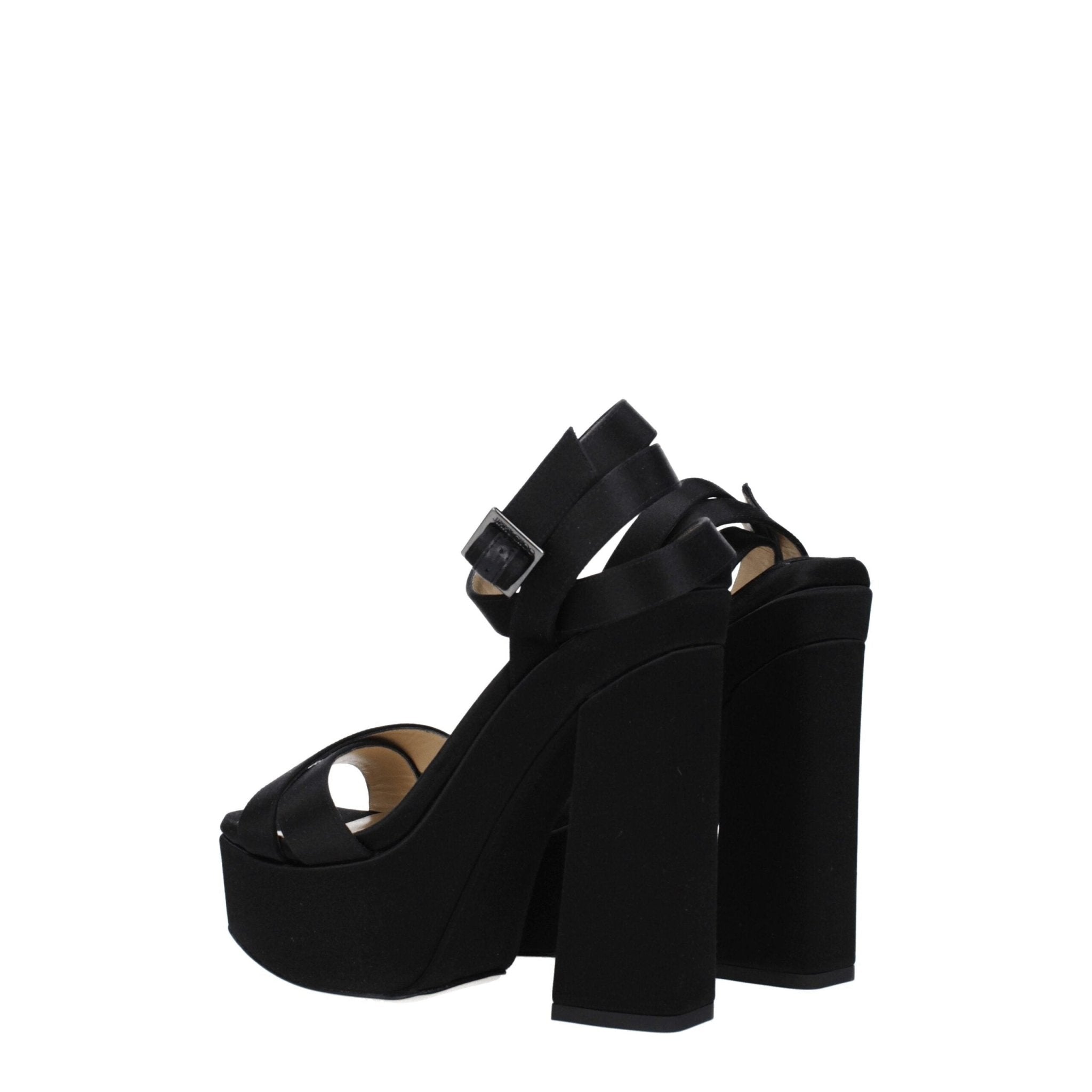 Black Satin Platform Sandals - TIZZIL