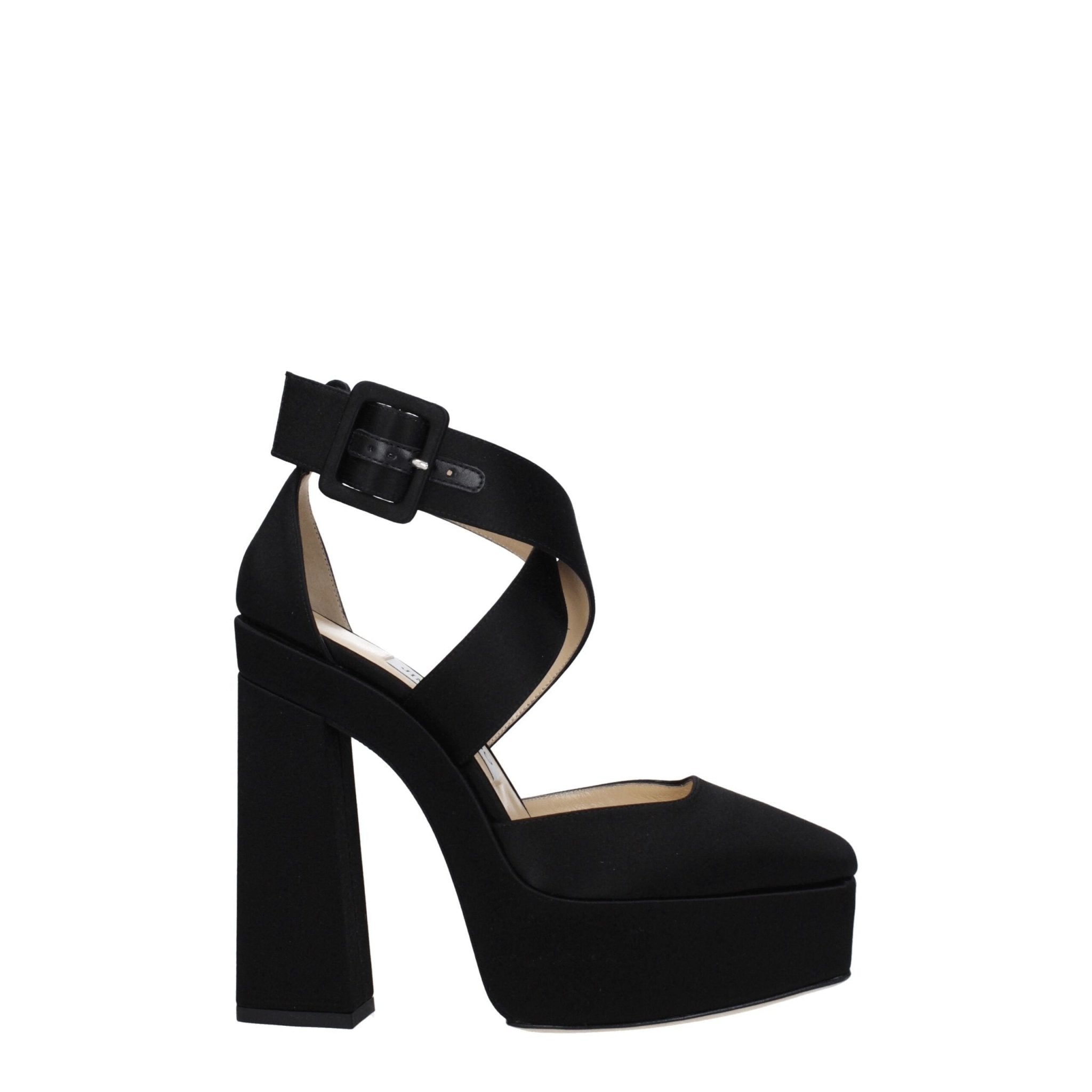 Black Satin Platform Sandals - TIZZIL