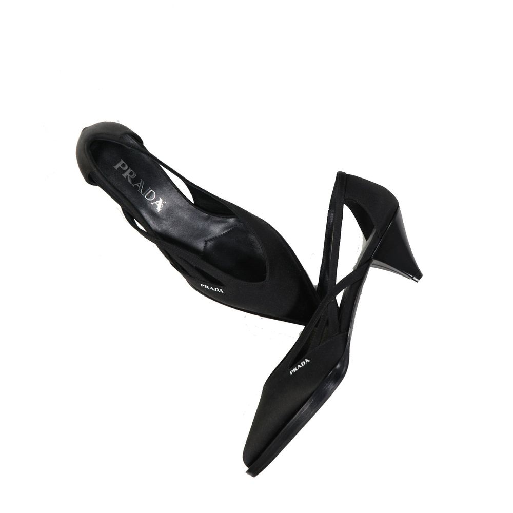 Black Silk Mid Heel Pumps - TIZZIL