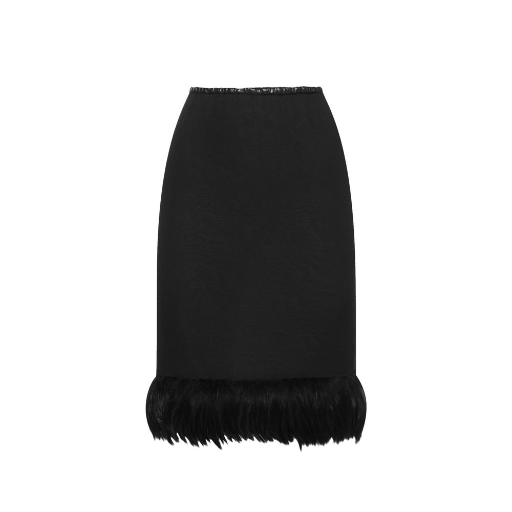 Black Silk Midi Skirt - TIZZIL