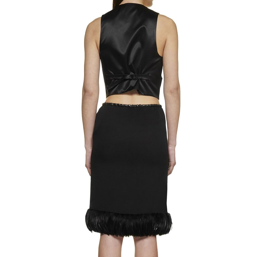 Black Silk Midi Skirt - TIZZIL