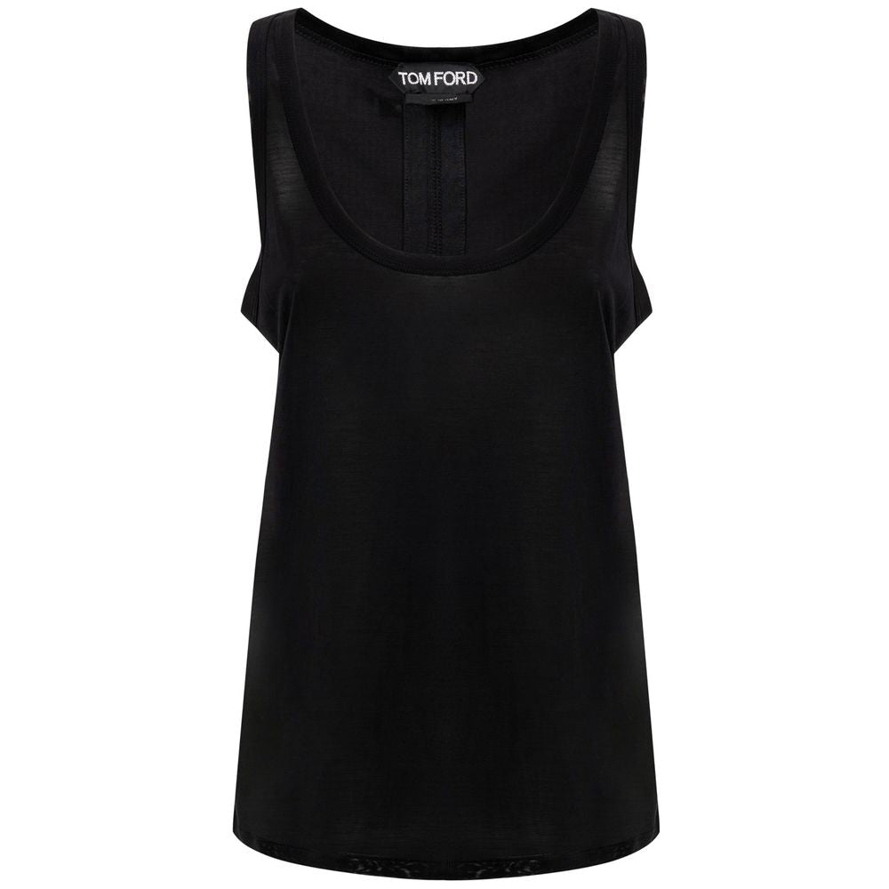 Black Silk Tank Tops - TIZZIL