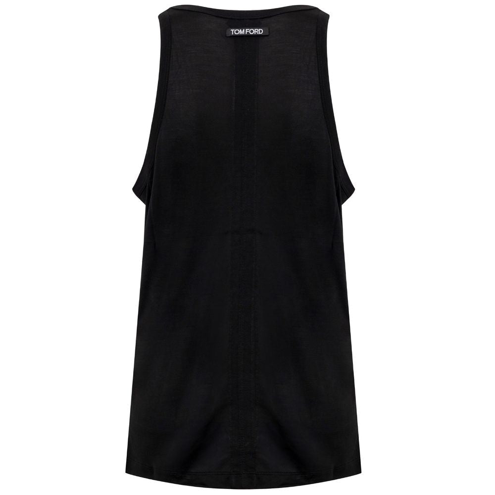 Black Silk Tank Tops - TIZZIL
