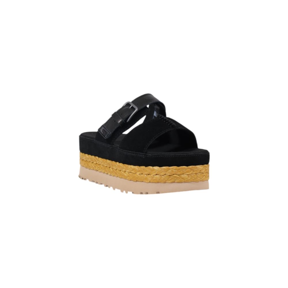 Black Suede Leather Platform Sandals - TIZZIL