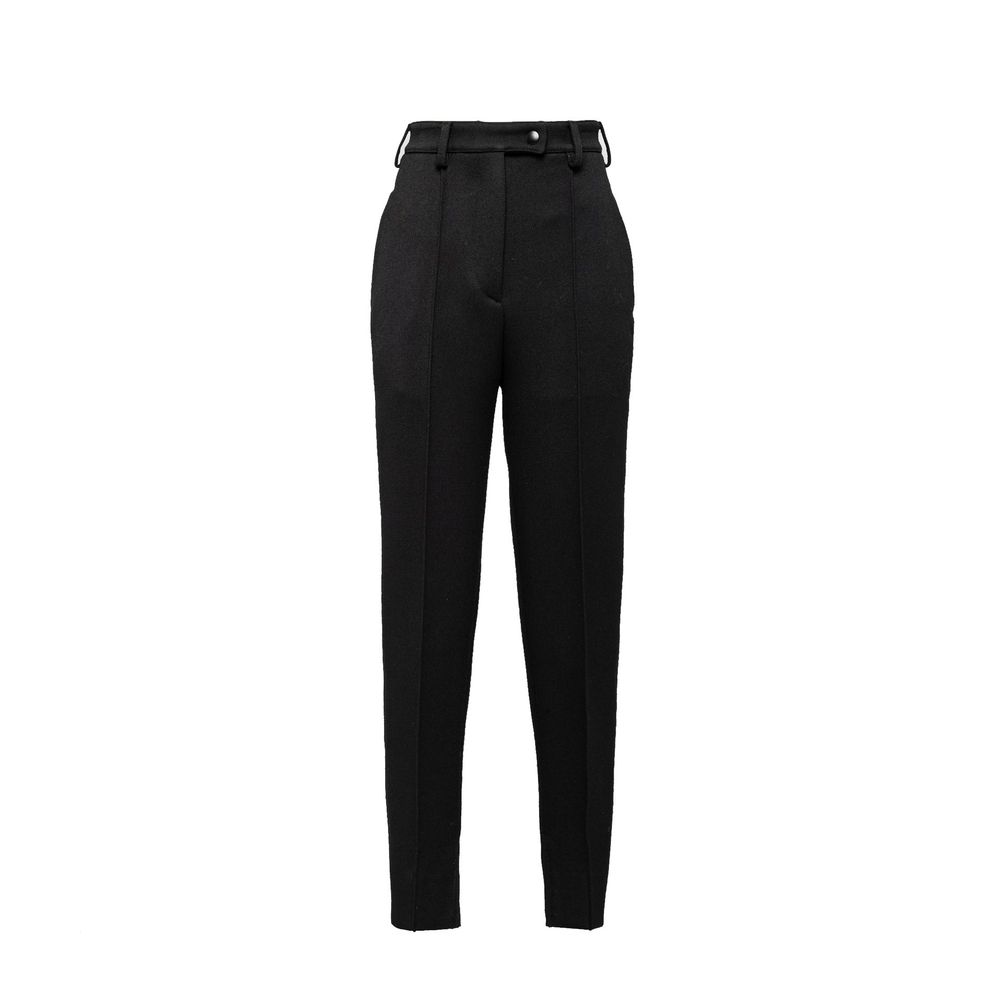 Black Virgin Wool Casual Pants - TIZZIL