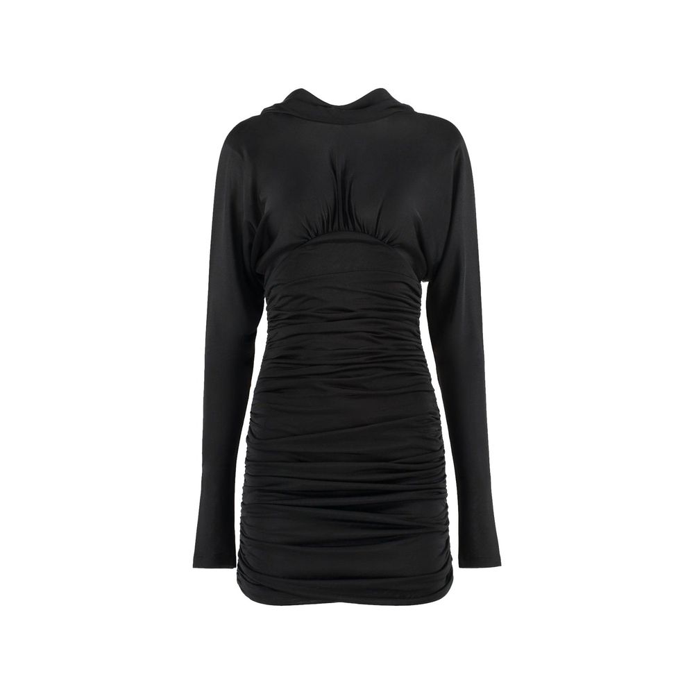 Black Viscose Casual Dress - TIZZIL