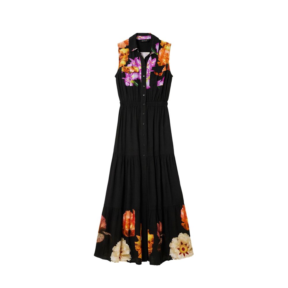 Black Viscose Casual Dress - TIZZIL